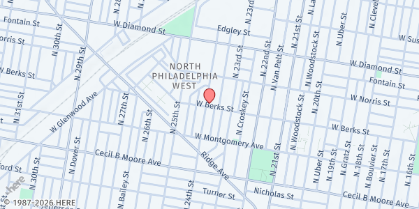 Map showing Sanctuary Farm - 24th and Berks Farm Stand at 2337 West Berks St, Philadelphia, PA