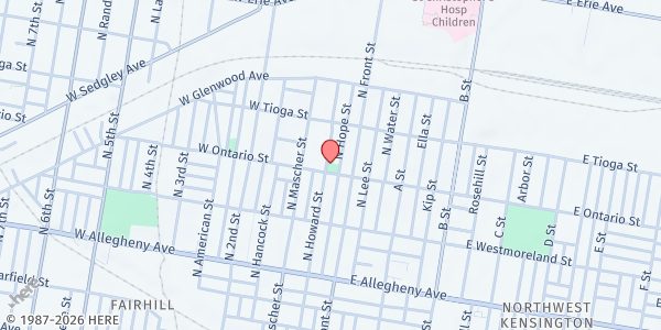 Map showing Schmidt Playground at 113 W. Ontario St., Philadelphia, PA