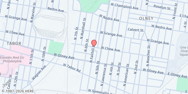 Map showing Shekina SDA Church at 531 W. Chew Ave., Philadelphia, PA
