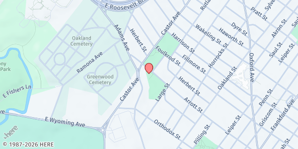 Map showing Simpson Recreation Center at 1010 Arrott St., Philadelphia, PA