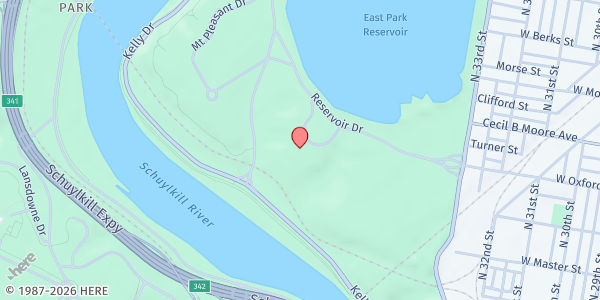 Map showing Smith Memorial Playground at 3500 Reservoir Drive, Philadelphia, PA