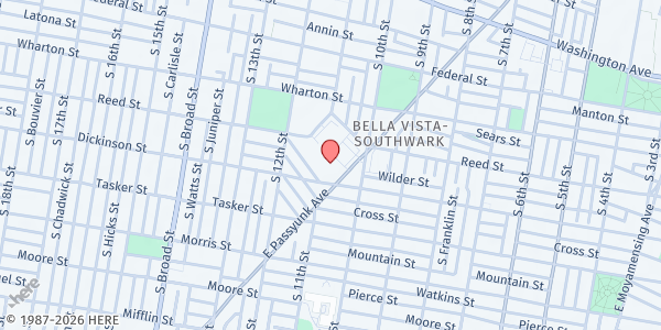 Map showing South Philadelphia Older Adult Center at 1430 East Passyunk Avenue, Philadelphia, PA