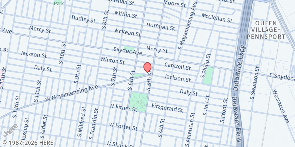 Map showing South Philadelphia Presbyterian Apartments at 501 Jackson Street, Philadelphia, PA