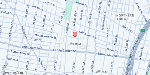 Map showing Spring Garden at 708 Wallace Pl., Philadelphia, PA