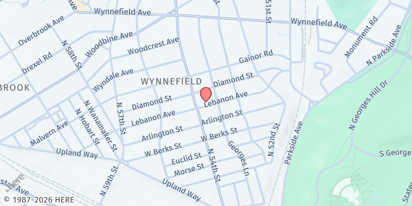 Map showing St. Barbara Food Bank at 5359 Lebanon Ave (side entrance), Philadelphia, PA