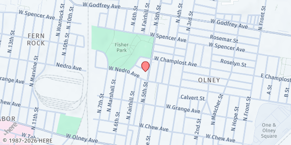 Map showing St. Paul's Evangelical Lutheran Church at 5918 N. 5th St., Philadelphia, PA