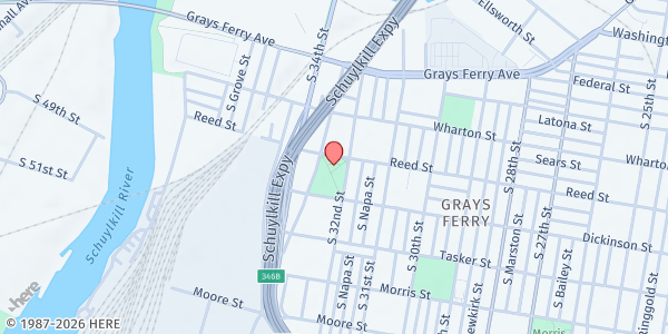 Map showing Stinger Square Playground at 3200 Reed St., Philadelphia, PA