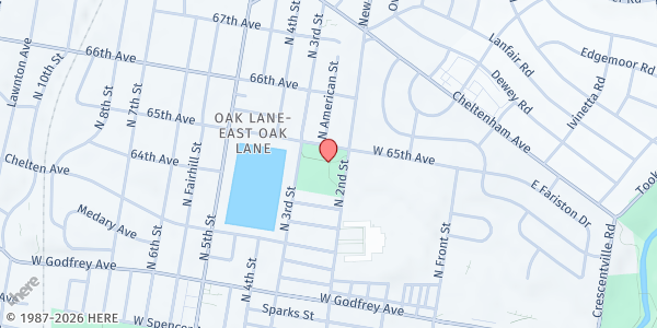 Map showing Sturgis Recreation Center at 200 W 65th Ave., Philadelphia, PA