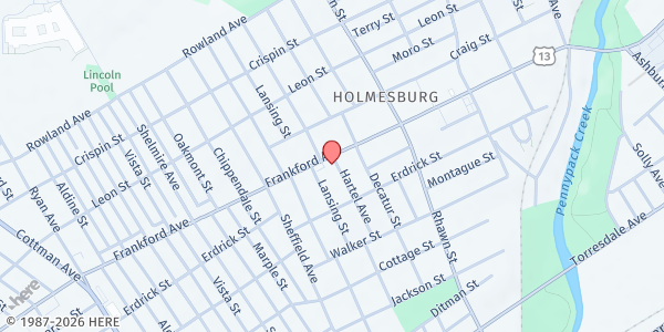 Map showing Sunshine Youth - Frankford Ave at 7755 Frankford Ave, Philadelphia, PA