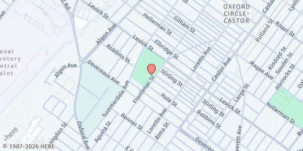 Map showing Tarken Recreation Center at 6250 Frontenac St., Philadelphia, PA