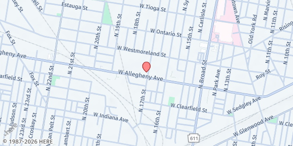 Map showing Thankful Learning Center at 3200-3202 N. 17th Street, Philadelphia, PA