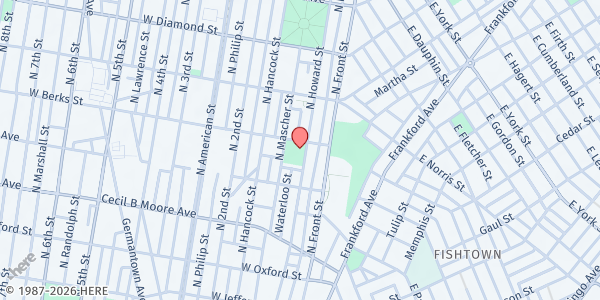 Map showing Towey Recreation Center at 1832 N. Howard st, Philadelphia, PA