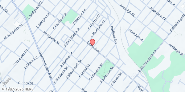 Map showing Treana's Little Castle Learning Center at 6601 Chew Ave., Philadelphia, PA