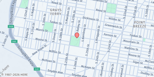 Map showing Vare Recreation Center at 2600 Morris Street, Philadelphia, PA