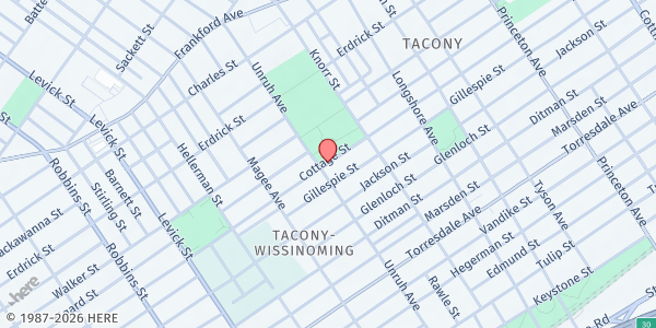 Map showing Vogt Recreation Center at 6700 Cottage St., Philadelphia, PA