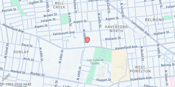 Map showing West Philadelphia SDA at 4527 Haverford Avenue, Philadelphia, PA