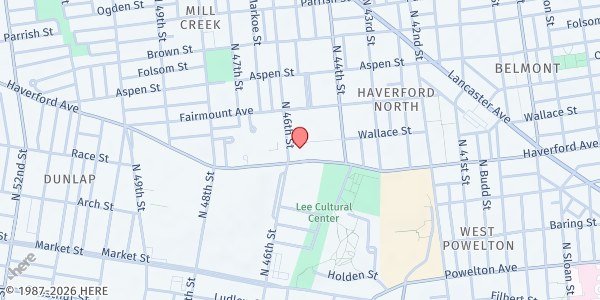 Map showing West Philadelphia SDA Church at 4527 Haverford Ave., Philadelphia, PA