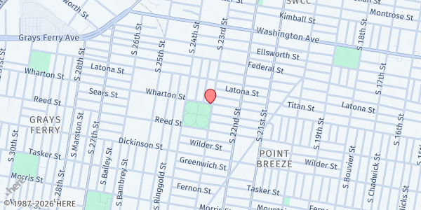 Map showing Wharton Recreation Center at 2300 Wharton St, Philadelphia, PA