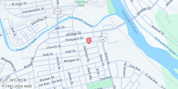Map showing Alianza's Latino Outreach at 148 Church St., Phoenixville, PA