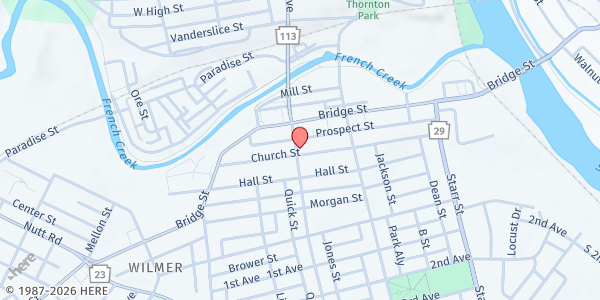 Map showing Phoenixville Area Community Services at 101 Buchanan St., Phoenixville, PA