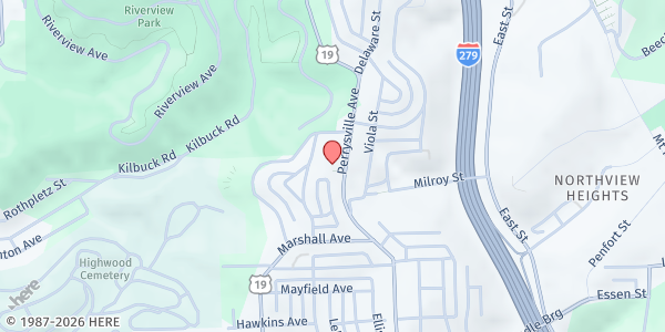 Map showing Allison Park Church - North Side Campus at 3035 Perrysville Ave., Pittsburgh, PA