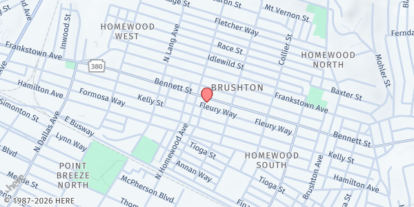 Map showing Bethesda Presbyterian Church at 7220 Bennett St., Pittsburgh, PA