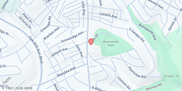 Map showing Brentwood Library at 3501 Brownsville Rd., Pittsburgh, PA