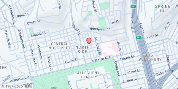 Map showing Brown Chapel AME Food Pantry at 1400 Boyle St., Pittsburgh, PA