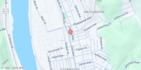 Map showing Community Kitchen Pittsburgh at 107 Flowers Ave, Pittsburgh, PA