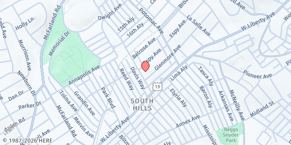 Map showing Dormont Free Pantry at 1444 Hillsdale Ave., Pittsburgh, PA