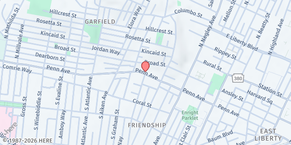 Map showing Fairmont Apartments at 5461 Penn Ave., Pittsburgh, PA