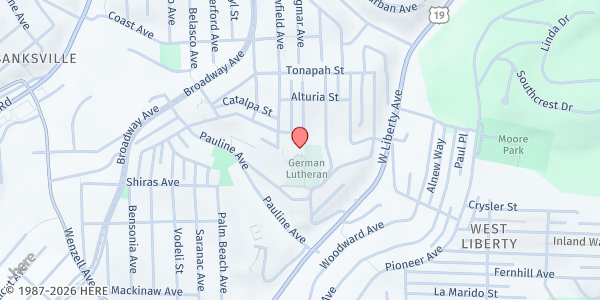 Map showing Grandview Church of God Food Pantry at 1901 Fallowfield Ave., Pittsburgh, PA