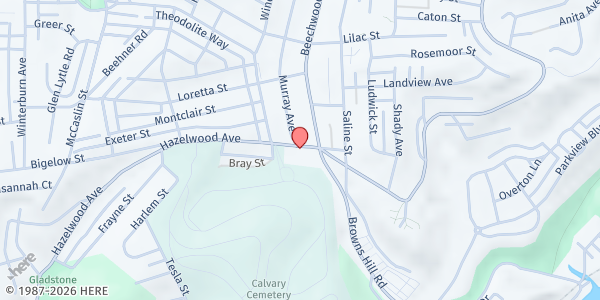 Map showing JFCS Squirrel Hill Food Pantry at 828 Hazelwood Ave, Pittsburgh, PA