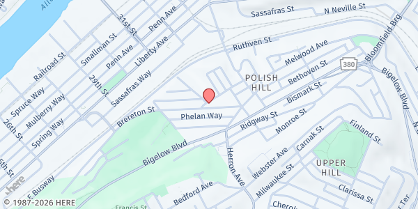 Map showing Jubilee Association, Inc. Food Pantry at 3103 Brereton St, Pittsburgh, PA