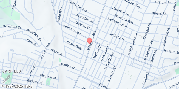 Map showing Mt. Ararat Community Activity Center at 745 N. Negley Ave., Pittsburgh, PA