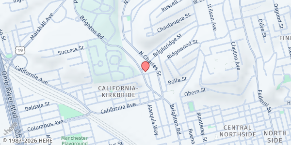 Map showing Mt. Carmel Baptist Church at 2000 Brighton Rd., Pittsburgh, PA