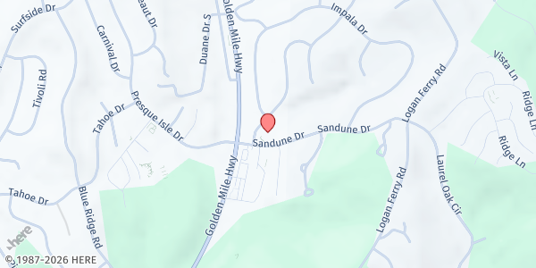 Map showing Plum Food Pantry at 81 Sandune Dr., Pittsburgh, PA