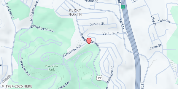 Map showing Riverview United Presbyterian Church at 120 Parkhurst St., Pittsburgh, PA