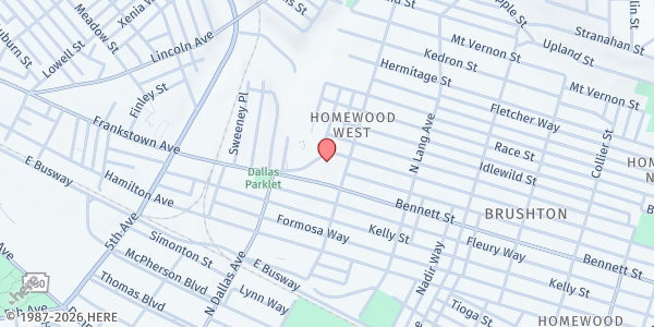 Map showing Shiloh Community Missionary Baptist Church at 6940 Frankstown Ave., Pittsburgh, PA