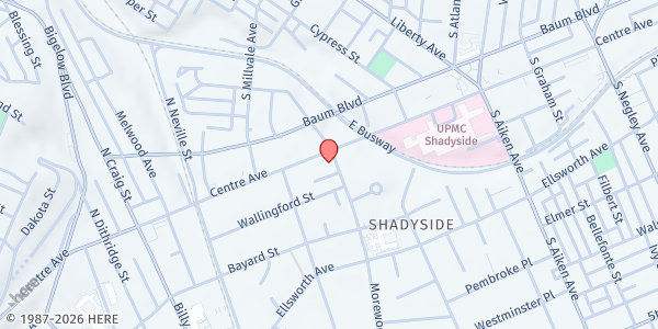 Map showing St. Andrew Lutheran Church - Fresh Market at 304 Morewood Ave., Pittsburgh, PA