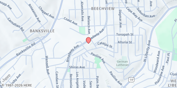 Map showing St. Catherine of Siena Food Pantry at 1810 Belasco Ave., Pittsburgh, PA