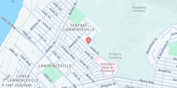 Map showing St. Pio of Pietrelcina Food Pantry at 204 37th St., Pittsburgh, PA