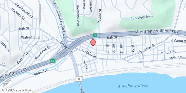 Map showing St. Vincent de Paul Sharpsburg Food Pantry at 210 Garnier St, Pittsburgh, PA