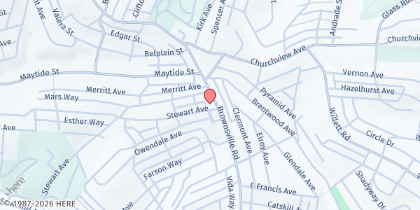 Map showing Stewart Avenue Lutheran Church at 2810 Brownsville Rd, Pittsburgh, PA