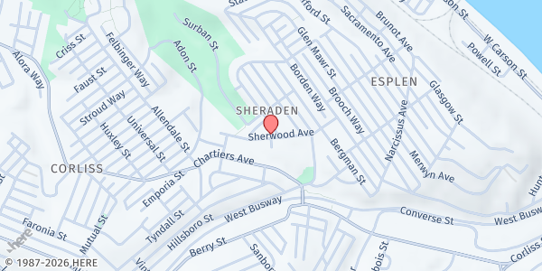 Map showing The Pneuma Center at 704 Sherwood Ave., Pittsburgh, PA