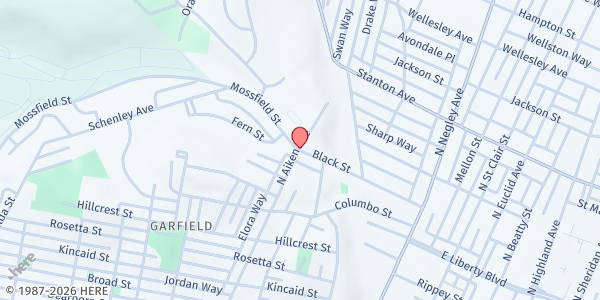 Map showing Valley View Presbyterian Church at 601 N. Aiken Ave., Pittsburgh, PA