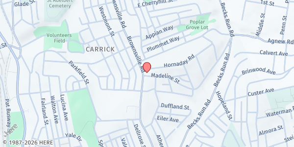 Map showing Zion Christian Church at 2019 Brownsville Rd., Pittsburgh, PA