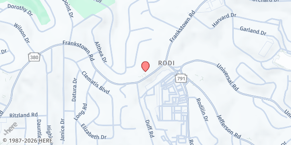 Map showing Zion Lutheran Church at 11609 Frankstown Rd., Pittsburgh, PA