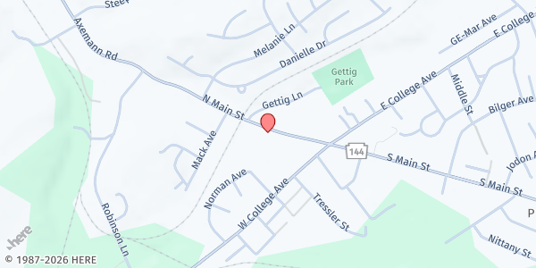 Map showing St. Mark Lutheran Church Pleasant Gap at 160 N Main St, Pleasant Gap, PA