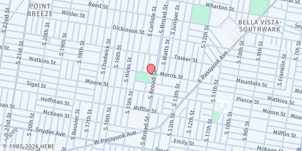 Map showing CHOP South Philadelphia (Community Fridge) at 1701 South 15th Street, Point Breeze, PA